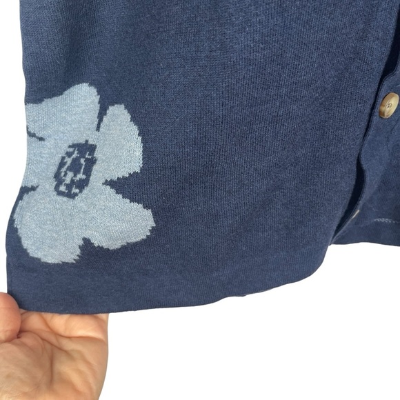 ART OF RHETORIC Mens Blue Floral ButtonUp Knit Shirt Retro Grandpa 90s Cabana XL - Picture 5 of 8